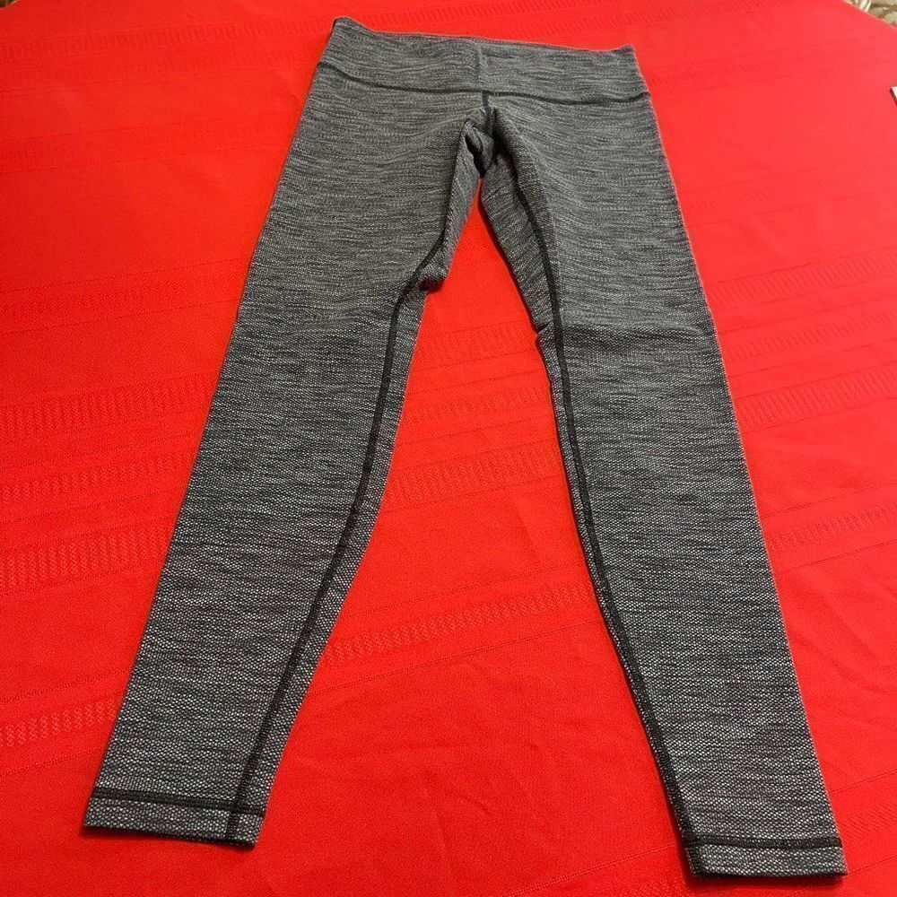 Lululemon Wunder Under Grey Diamond Jacquard Leggings Size 8